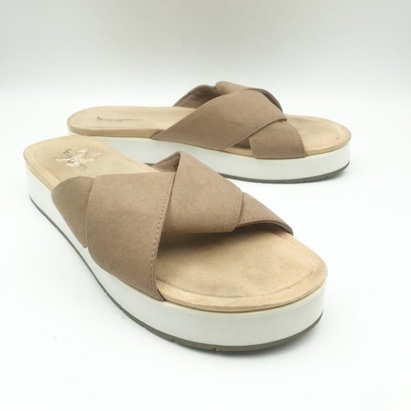 UGG Koolaburra Carenza Platform Tan Suede Slide Flip Flop Sandals Womens 10 - Picture 1 of 11